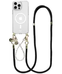 AVY Apple iPhone 13 Pro Hoesje met Koord & MagSafe Set Pearl & Rope Black afbeelding