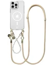 AVY Apple iPhone 13 Pro Hoesje met Koord & MagSafe Set Pearl & Rope Beige afbeelding
