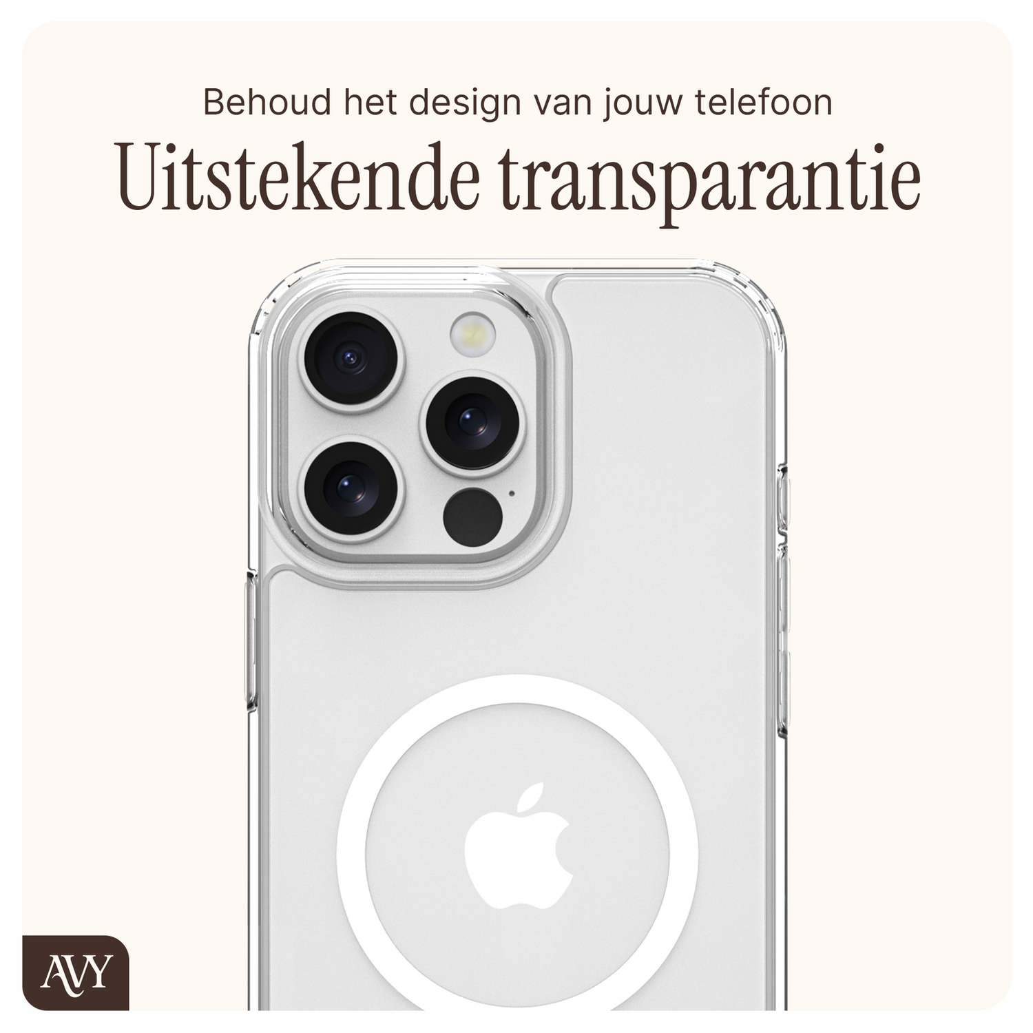 AVY Apple iPhone 13 Pro Hoesje met Koord & MagSafe Set Pearl & Rope Beige afbeelding 6