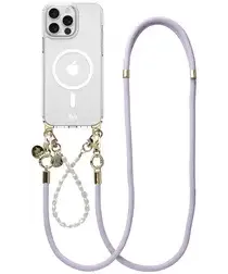 AVY Apple iPhone 13 Pro Hoesje met Koord & MagSafe Set Pearl & Rope Purple afbeelding
