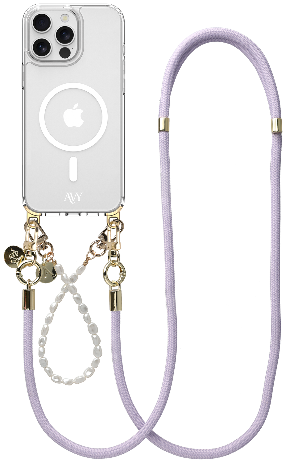 AVY Apple iPhone 13 Pro Hoesje met Koord & MagSafe Set Pearl & Rope Purple afbeelding 1