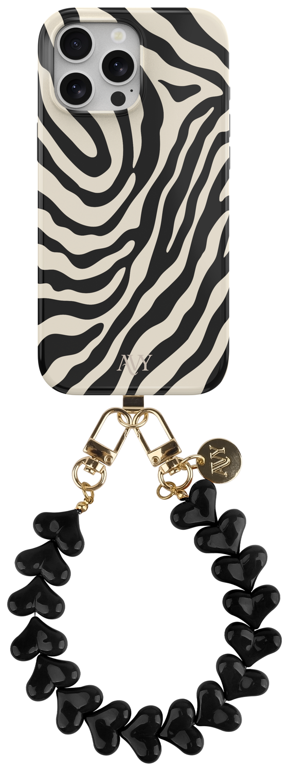 AVY Apple iPhone 13 Pro MagSafe Hoesje met Koord 30CM Zebra Hearts afbeelding 1