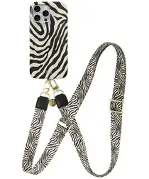 AVY Apple iPhone 13 Pro MagSafe Hoesje met Koord 130CM Serengeti Zebra afbeelding