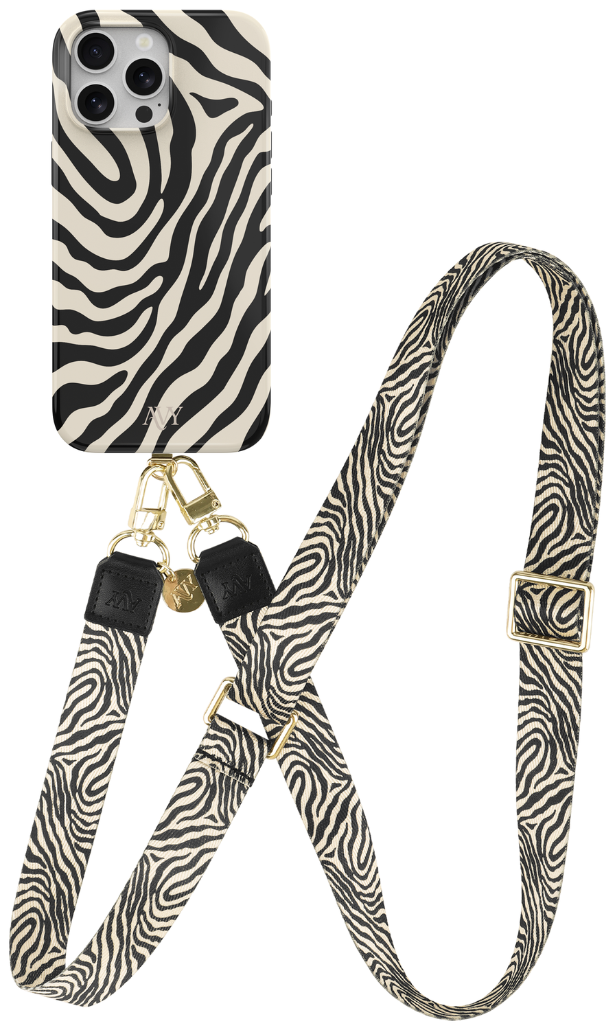 AVY Apple iPhone 13 Pro MagSafe Hoesje met Koord 130CM Serengeti Zebra afbeelding 1