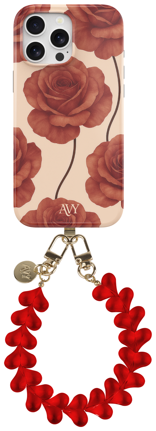 AVY Apple iPhone 13 Pro MagSafe Hoesje met Koord 30CM Hearts & Roses afbeelding 1