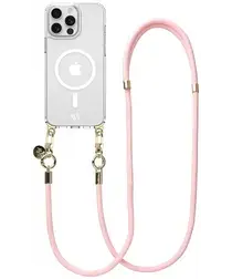 AVY Apple iPhone 13 Pro Max Hoesje met Koord & MagSafe 130CM Tressé Pink afbeelding