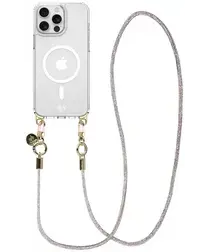 AVY Apple iPhone 13 Pro Max Hoesje met Koord & MagSafe 120CM Silver Spark Long afbeelding
