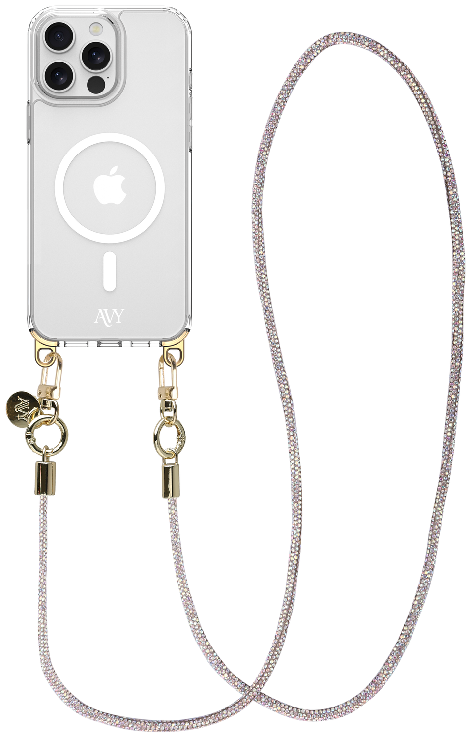 AVY Apple iPhone 13 Pro Max Hoesje met Koord & MagSafe 120CM Silver Spark Long afbeelding 1