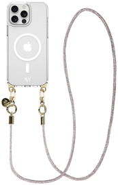 AVY Apple iPhone 13 Pro Max Hoesje met Koord & MagSafe 120CM Silver Spark Long