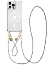 AVY Apple iPhone 13 Pro Max Hoesje met Koord & MagSafe Set Silver Spark afbeelding