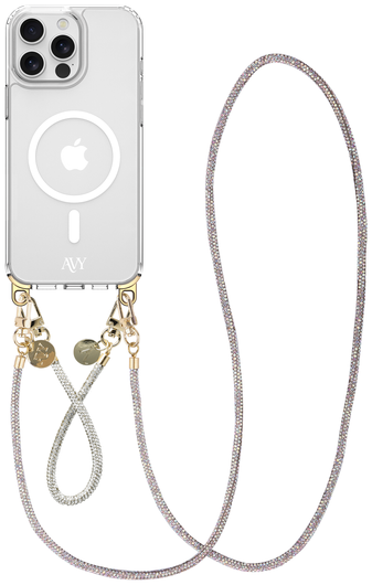 AVY Apple iPhone 13 Pro Max Hoesje met Koord & MagSafe Set Silver Spark afbeelding 1