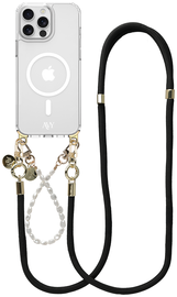 AVY Apple iPhone 13 Pro Max Hoesje met Koord & MagSafe Set Pearl & Rope Black