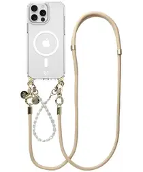 AVY Apple iPhone 13 Pro Max Hoesje met Koord & MagSafe Set Pearl & Rope Beige afbeelding