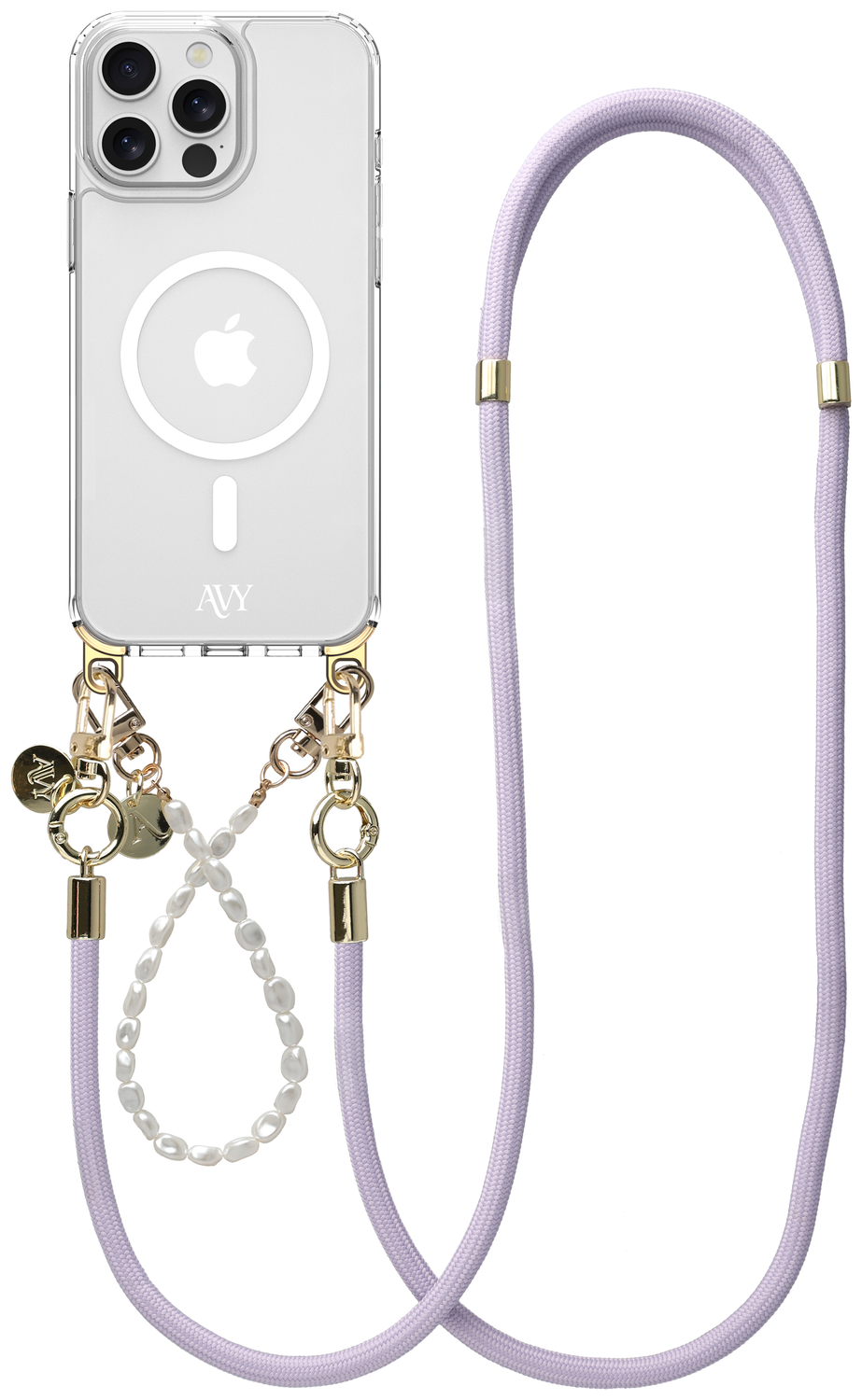 AVY Apple iPhone 13 Pro Max Hoesje met Koord & MagSafe Set Pearl & Rope Purple afbeelding 1