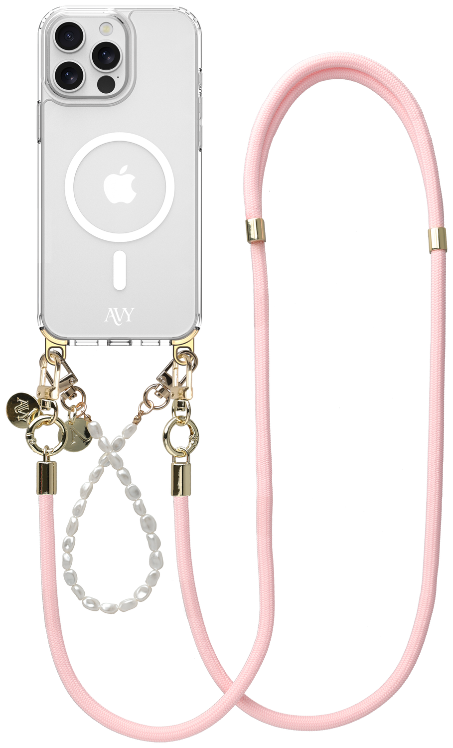 AVY Apple iPhone 13 Pro Max Hoesje met Koord & MagSafe Set Pearl & Rope Pink afbeelding 1
