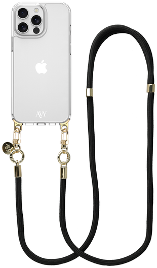 AVY Apple iPhone 13 Pro Max Hoesje Met Koord 130CM Tressé Black afbeelding 1