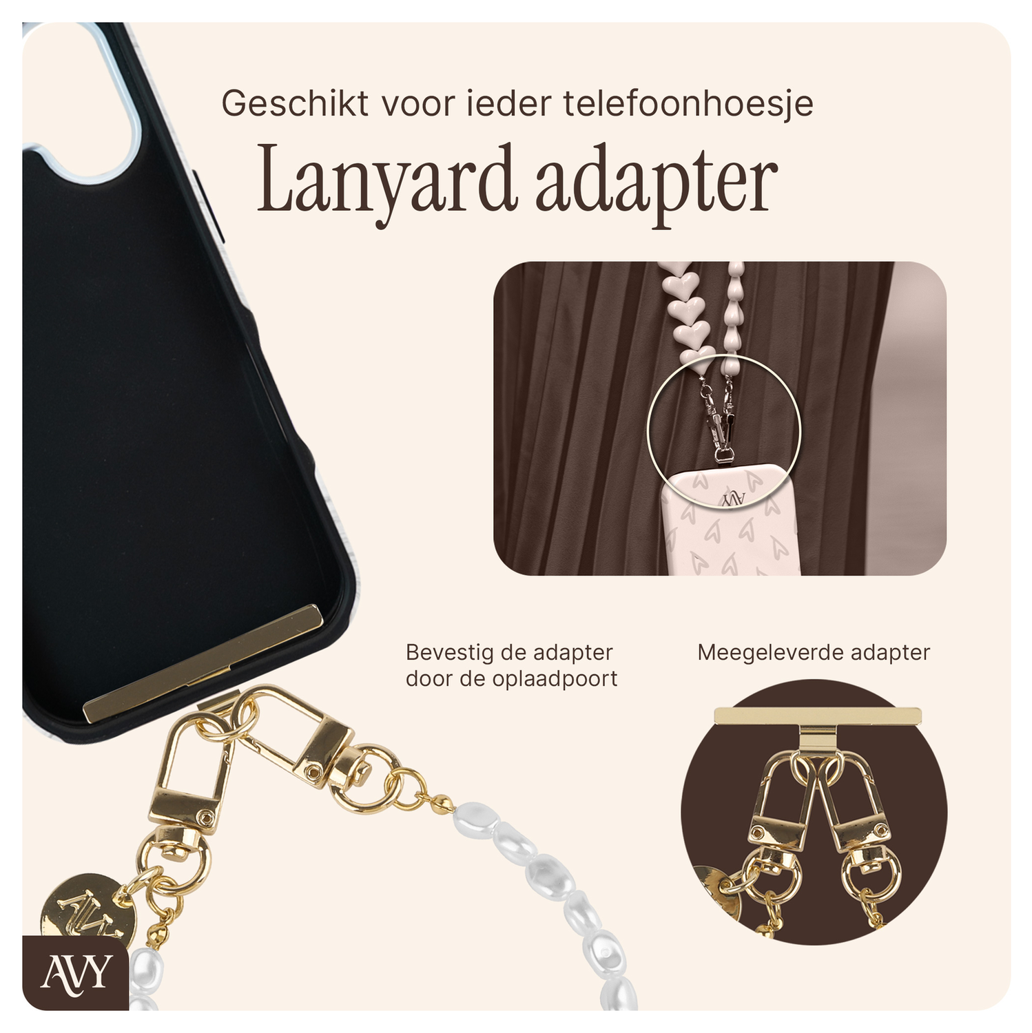 AVY Apple iPhone 13 Pro Max Hoesje Met Koord 120CM Perla Chic Long afbeelding 9