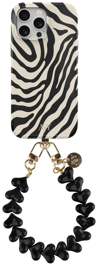 AVY Apple iPhone 13 Pro Max MagSafe Hoesje met Koord 30CM Zebra Hearts afbeelding 1