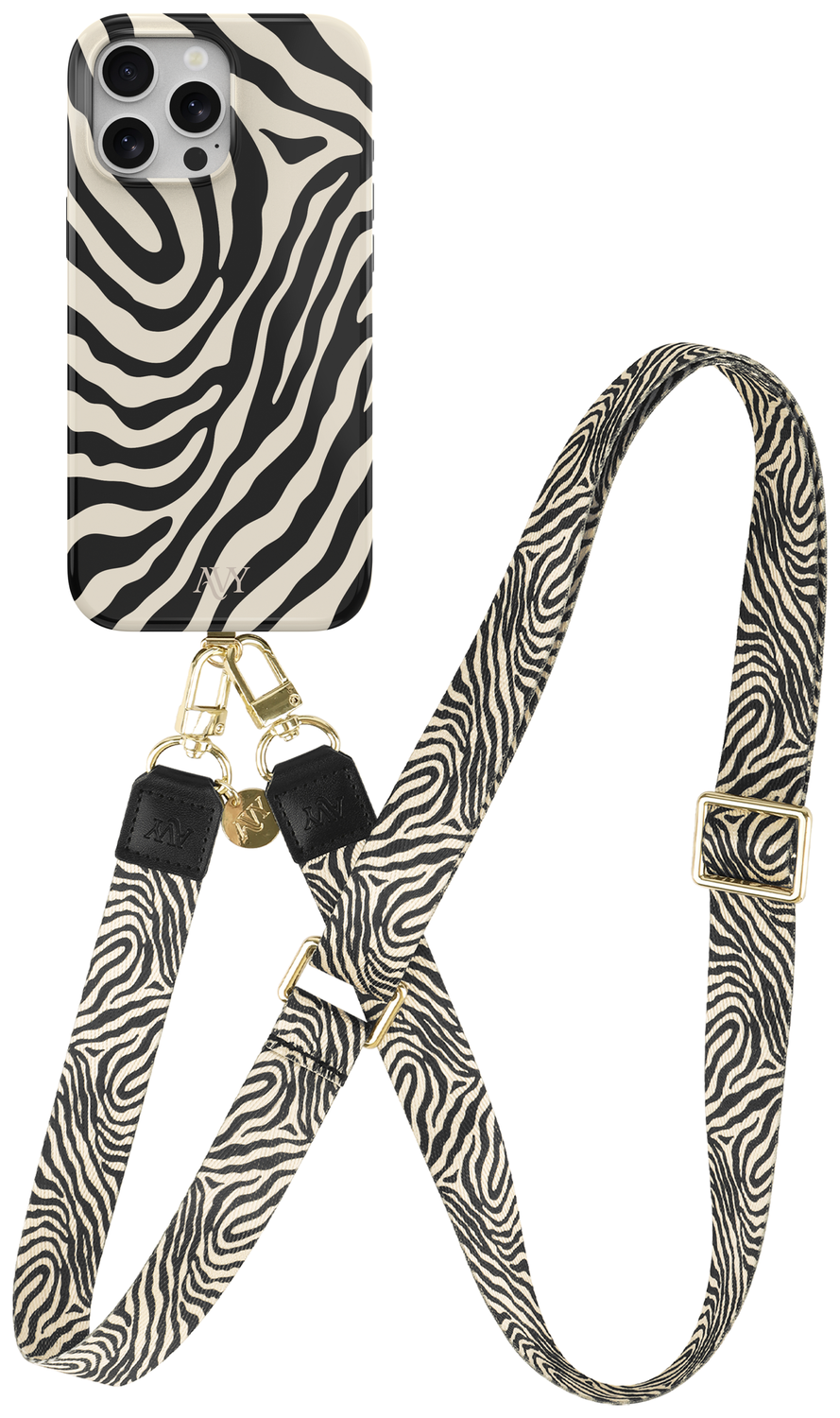 AVY Apple iPhone 13 Pro Max MagSafe Hoesje met Koord 130CM Serengeti Zebra afbeelding 1