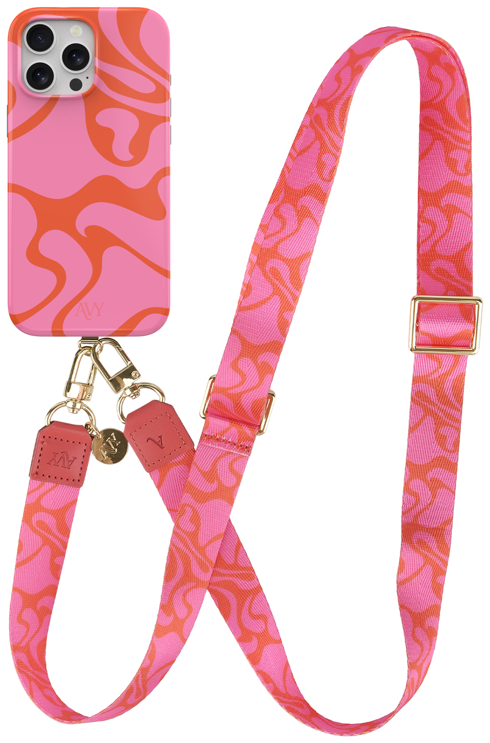 AVY Apple iPhone 13 Pro Max MagSafe Hoesje met Koord 130CM Rosé Twist afbeelding 1