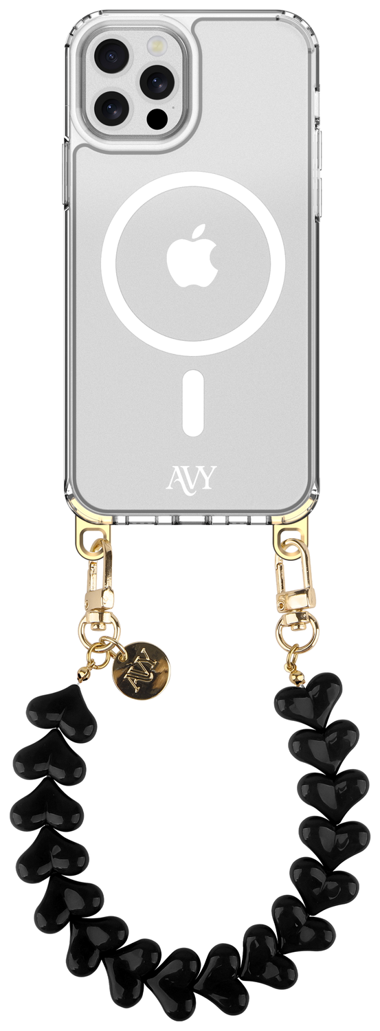 AVY Apple iPhone 12 Pro Max Hoesje met Koord & MagSafe 30CM Cupid Black afbeelding 1