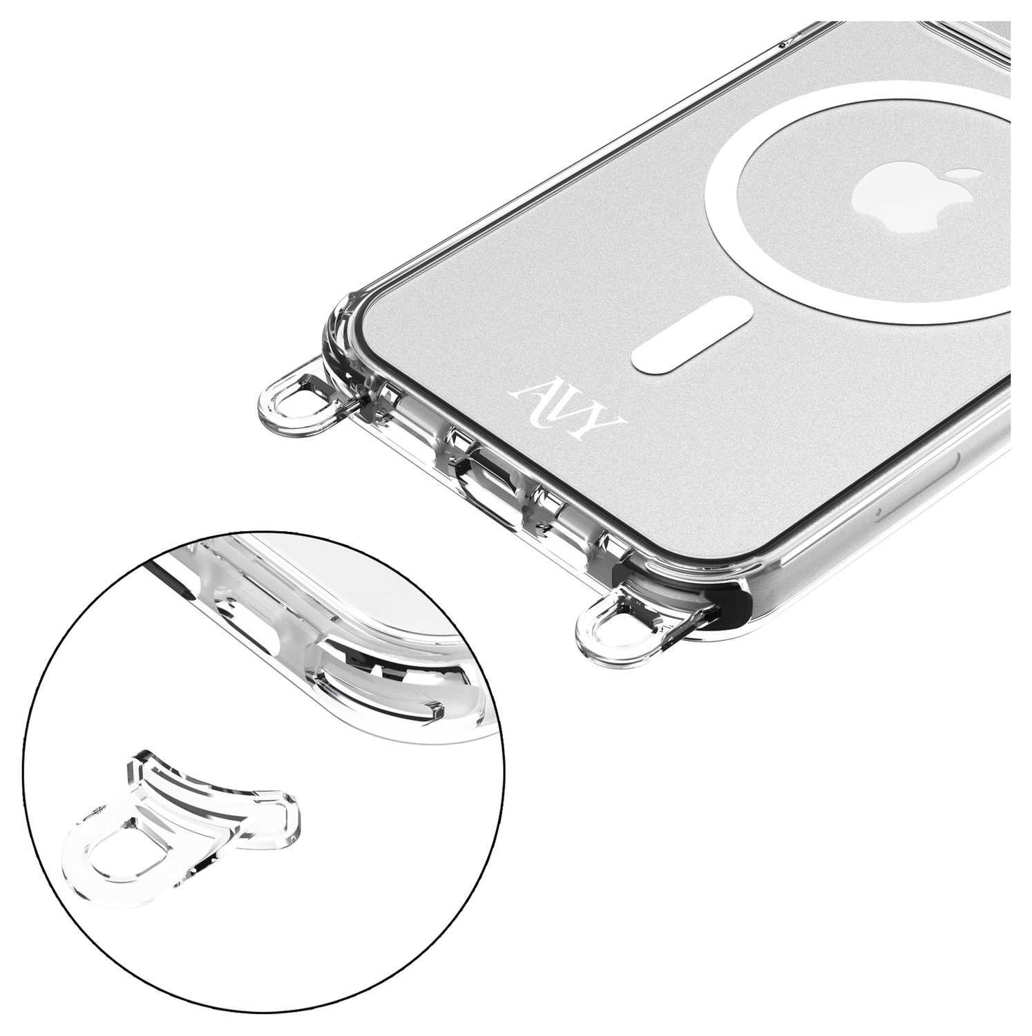 AVY Apple iPhone 12 Pro Max Hoesje met Koord & MagSafe 30CM Cupid Black afbeelding 11