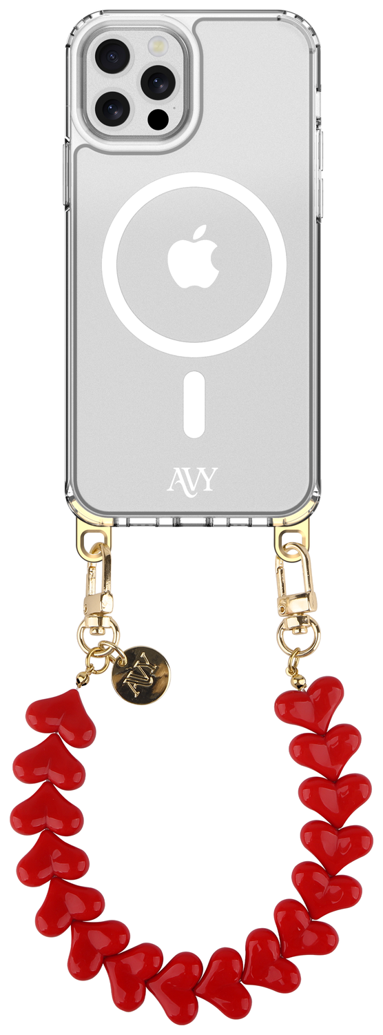 AVY Apple iPhone 12 Pro Max Hoesje met Koord & MagSafe 30CM Cupid Red afbeelding 1