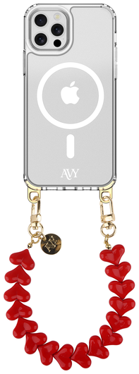 AVY Apple iPhone 12 Pro Max Hoesje met Koord & MagSafe 30CM Cupid Red afbeelding 1