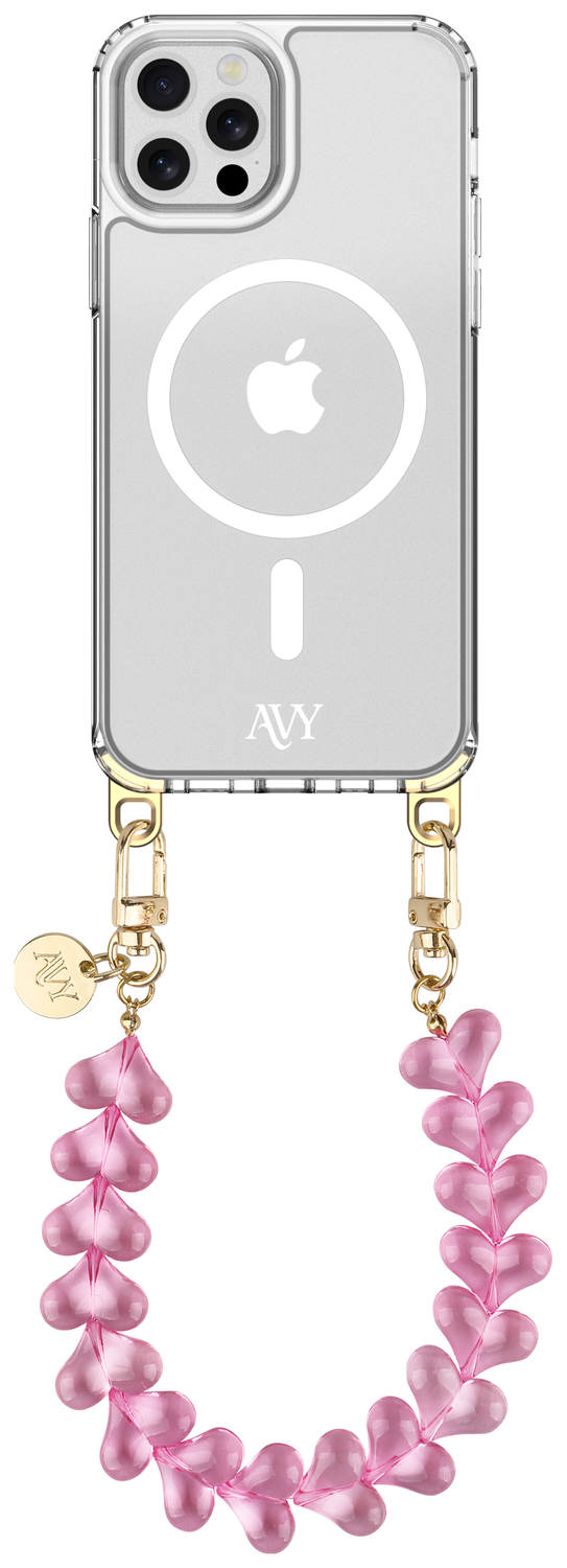 AVY Apple iPhone 12 Pro Max Hoesje met Koord & MagSafe 30CM Cupid Clear Pink afbeelding 1