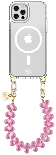 AVY Apple iPhone 12 Pro Max Hoesje met Koord & MagSafe 30CM Cupid Clear Pink afbeelding 1