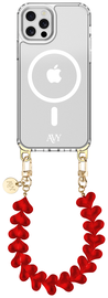 AVY Apple iPhone 12 Pro Max Hoesje met Koord & MagSafe 30CM Cupid Clear Red