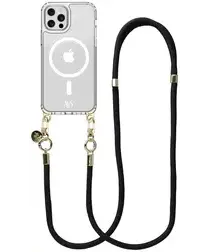 AVY Apple iPhone 12 Pro Max Hoesje met Koord & MagSafe 130CM Tressé Black afbeelding