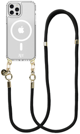 AVY Apple iPhone 12 Pro Max Hoesje met Koord & MagSafe 130CM Tressé Black afbeelding