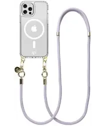 AVY Apple iPhone 12 Pro Max Hoesje met Koord & MagSafe 130CM Tressé Purple afbeelding
