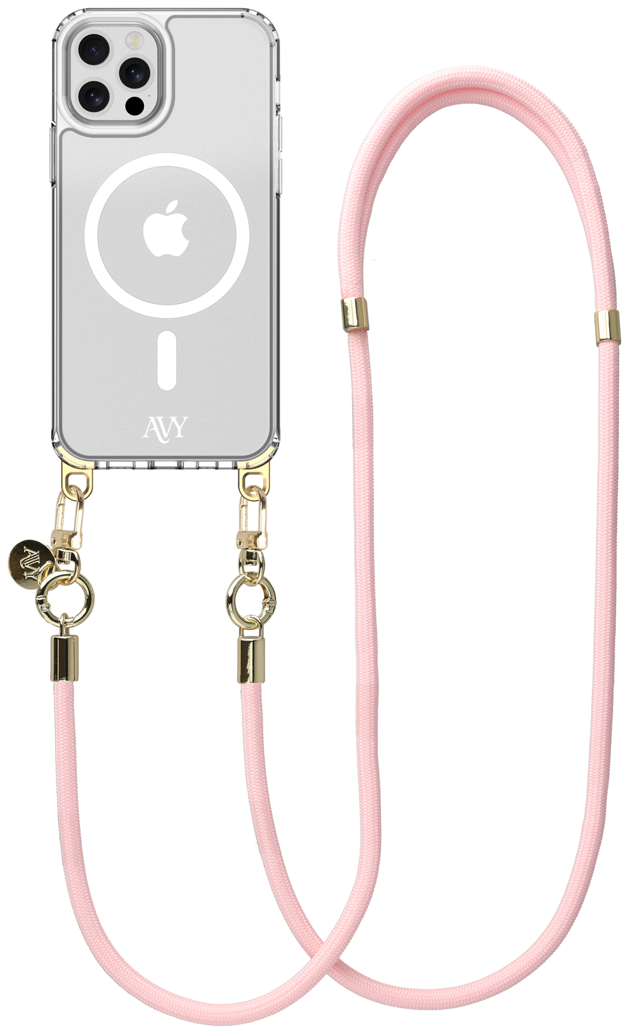 AVY Apple iPhone 12 Pro Max Hoesje met Koord & MagSafe 130CM Tressé Pink afbeelding 1