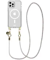 AVY Apple iPhone 12 Pro Max Hoesje met Koord & MagSafe 120CM Silver Spark Long afbeelding