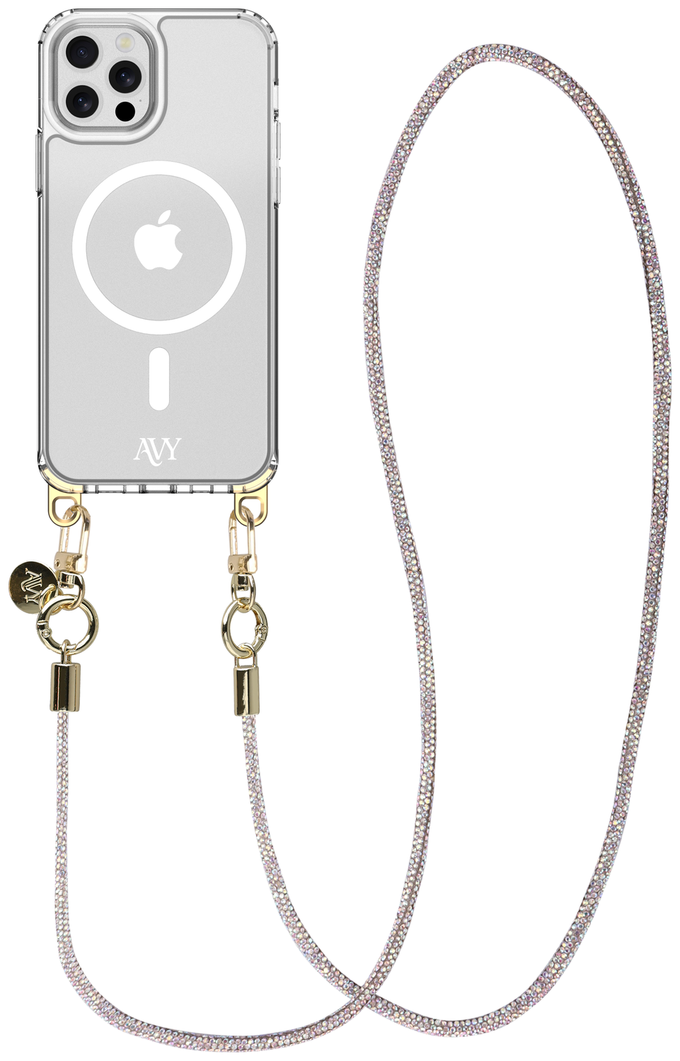 AVY Apple iPhone 12 Pro Max Hoesje met Koord & MagSafe 120CM Silver Spark Long afbeelding 1