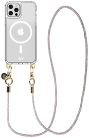 AVY Apple iPhone 12 Pro Max Hoesje met Koord & MagSafe 120CM Silver Spark Long