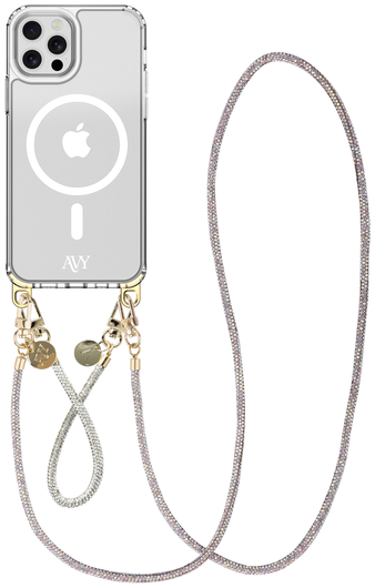 AVY Apple iPhone 12 Pro Max Hoesje met Koord & MagSafe Set Silver Spark afbeelding 1
