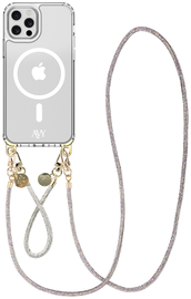 AVY Apple iPhone 12 Pro Max Hoesje met Koord & MagSafe Set Silver Spark