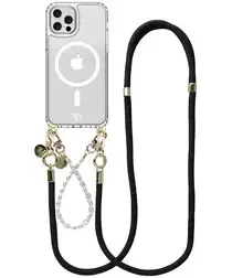 AVY Apple iPhone 12 Pro Max Hoesje met Koord & MagSafe Set Pearl & Rope Black afbeelding