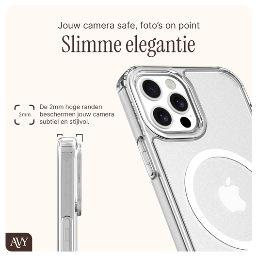 AVY Apple iPhone 12 Pro Max Hoesje met Koord & MagSafe Set Pearl & Rope Black afbeelding 5