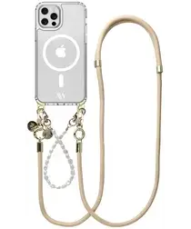 AVY Apple iPhone 12 Pro Max Hoesje met Koord & MagSafe Set Pearl & Rope Beige afbeelding