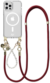 AVY Apple iPhone 12 Pro Max Hoesje met Koord & MagSafe Set Pearl & Rope Burgundy afbeelding