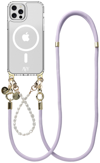 AVY Apple iPhone 12 Pro Max Hoesje met Koord & MagSafe Set Pearl & Rope Purple afbeelding 1