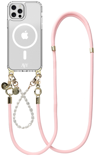 AVY Apple iPhone 12 Pro Max Hoesje met Koord & MagSafe Set Pearl & Rope Pink afbeelding 1