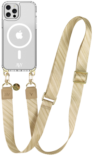 AVY Apple iPhone 12 Pro Max Hoesje met Koord & MagSafe 130CM Aurum Gold afbeelding 1