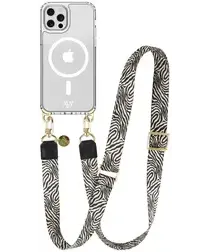 AVY Apple iPhone 12 Pro Max Hoesje met Koord & MagSafe 130CM Serengeti Zebra afbeelding
