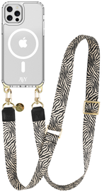 AVY Apple iPhone 12 Pro Max Hoesje met Koord & MagSafe 130CM Serengeti Zebra