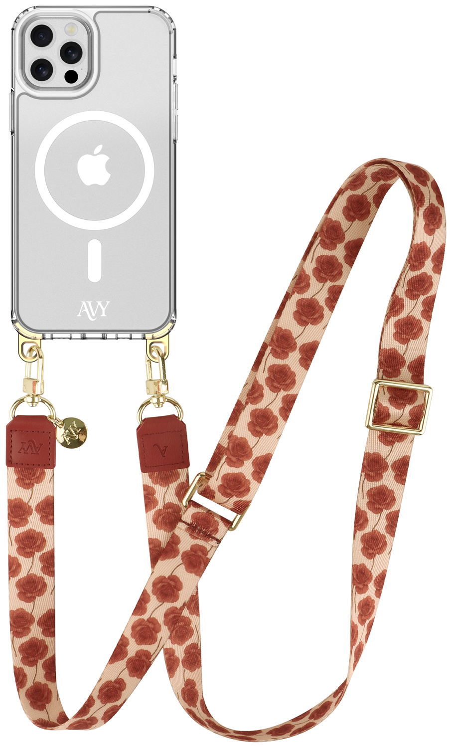 AVY Apple iPhone 12 Pro Max Hoesje met Koord & MagSafe 130CM Botanique Roses afbeelding 1
